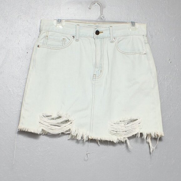 Just Black Denim JBD stitch fix light wash distressed jean mini skirt - Picture 1 of 5